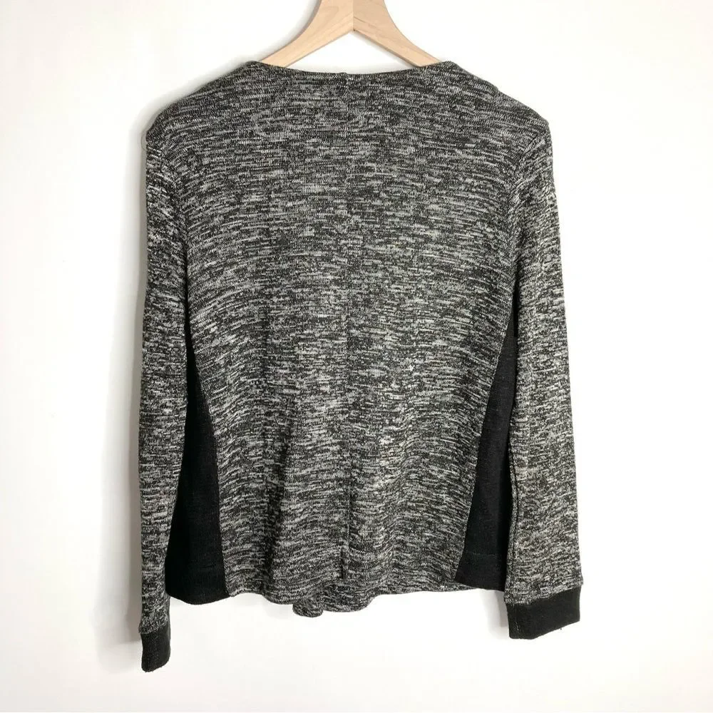 Two by Vince Camuto Moto Sweater Medium Gray Black